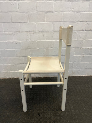 White Wooden Dining Chair with Fabric Seat and Backing - PRICE DROP