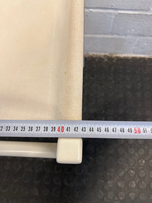 White Wooden Dining Chair with Fabric Seat and Backing - PRICE DROP