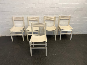 White Wooden Dining Chair with Fabric Seat and Backing - PRICE DROP