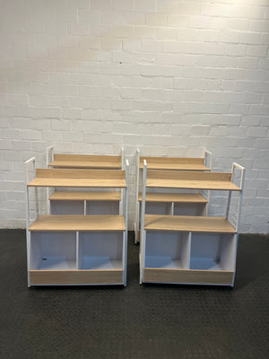 Wooden Display Shelf with White Steel Frame - REDUCED