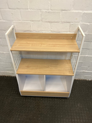 Wooden Display Shelf with White Steel Frame - REDUCED