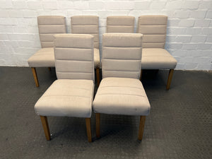 Coricraft Beige Upholstered Dining Chair with Wooden Legs - PRICE DROP