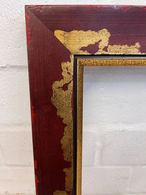 Golden Patterned Brown Wooden Frame (Wood Peeling) (43 x 61cm) - 2ndhandwarehouse.com