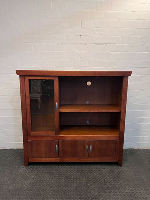 Modern Wooden TV Cabinet with Glass Display Door