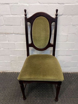 Wooden Dining Chair with Green Velvet Seat (Back Frame Material Needs Fixing) - PRICE DROP