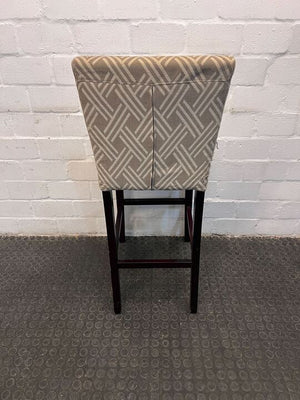 Dark Brown Wooden Barstool with Morocco Patterned Seating - PRICE DROP