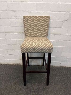 Dark Brown Wooden Barstool with Morocco Patterned Seating - PRICE DROP