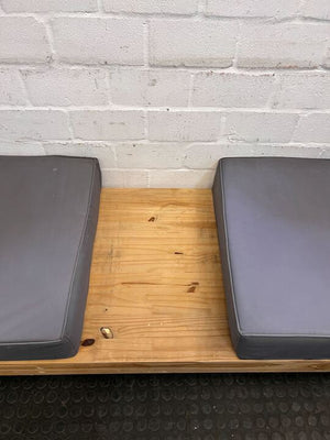 Wooden Bench Seater Couch with Two Upholstered Seating Cushions - 2ndhandwarehouse.com