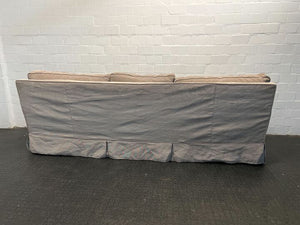Beige Three Seater Block & Chisel Couch (Minor Fabric Wear) -REDUCED - 2ndhandwarehouse.com