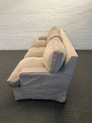 Beige Three Seater Block & Chisel Couch (Minor Fabric Wear) -REDUCED - 2ndhandwarehouse.com