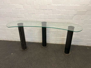 Gilbert Rohde Inspired Floating Coffee Table with Glass Top & Steel Legs (Width: 183cm)(Height: 81cm)
