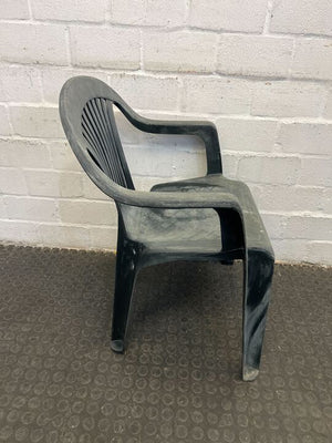Classic Black Plastic Outdoor Chair (Worn with Marks)