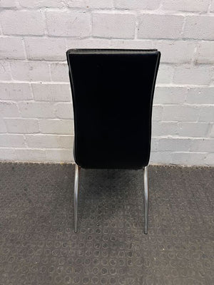 Black Synthetic Leather Dining Chair with Steel Frame - 2ndhandwarehouse.com