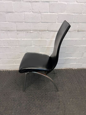 Black Synthetic Leather Dining Chair with Steel Frame - 2ndhandwarehouse.com
