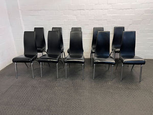 Black Synthetic Leather Dining Chair with Steel Frame - 2ndhandwarehouse.com