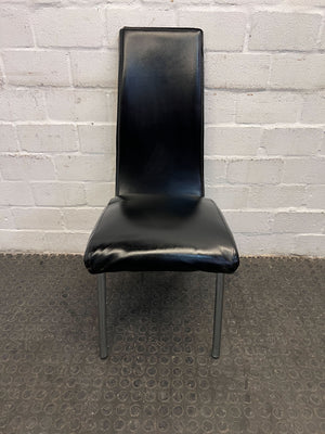 Black Synthetic Leather Dining Chair with Steel Frame - 2ndhandwarehouse.com