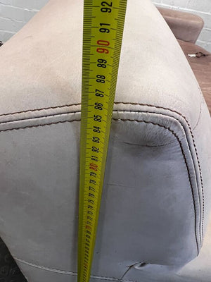 Beige Leather Three Seater Couch (Stained/Discoloured with Minor Tears)(Torn Cushion) - REDUCED