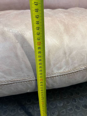 Beige Leather Three Seater Couch (Stained/Discoloured with Minor Tears)(Torn Cushion) - REDUCED