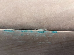 Beige Leather Three Seater Couch (Stained/Discoloured with Minor Tears)(Torn Cushion) - REDUCED