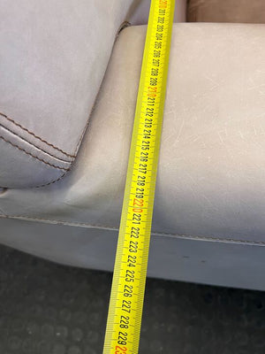 Beige Leather Three Seater Couch (Stained/Discoloured with Minor Tears)(Torn Cushion) - REDUCED