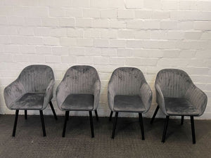 Elegant Grey Velvet Fluted Dining/Accent Chair ✨ - 2ndhandwarehouse.com