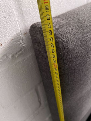 Modern Grey Upholstered Bed with Tufted Headboard & Mattress Topper