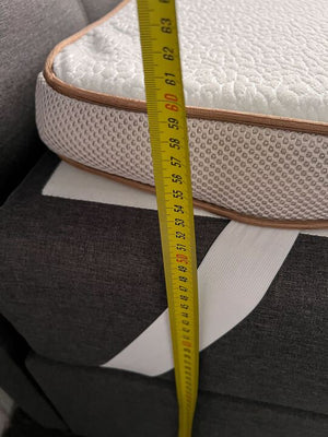 Modern Grey Upholstered Bed with Tufted Headboard & Mattress Topper