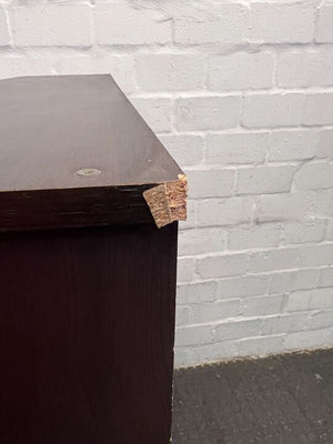 Dark Brown Wooden Sleek Computer Desk (Chipped & Scratched Wood) (Width: 90cm)(Height: 132cm) - PRICE DROP