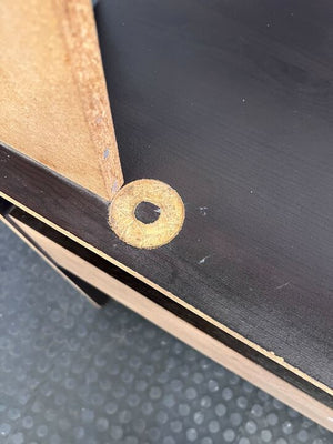 Dark Brown Wooden Sleek Computer Desk (Chipped & Scratched Wood) (Width: 90cm)(Height: 132cm) - PRICE DROP