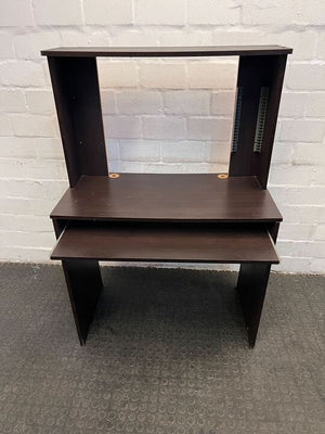 Dark Brown Wooden Sleek Computer Desk (Chipped & Scratched Wood) (Width: 90cm)(Height: 132cm) - PRICE DROP