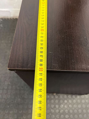 Dark Brown Wooden Sleek Computer Desk (Chipped & Scratched Wood) (Width: 90cm)(Height: 132cm) - PRICE DROP