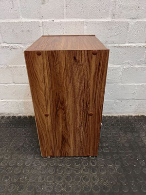 Walnut Patterned Wooden Side Table with Cabinet (Width: 36cm)(Height: 55cm) - PRICE DROP