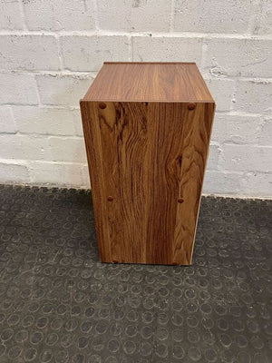 Walnut Patterned Wooden Side Table with Cabinet (Width: 36cm)(Height: 55cm) - PRICE DROP