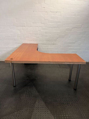 Light Brown L-Shape Wooden Desk with Three Drawer Credenza (Width: 190cm)(Height: 77cm) - PRICE DROP