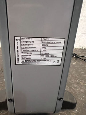Alva Silver Electric Heater (Model: EIH200) - PRICE DROP