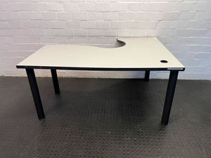 Grey Black Framed L-Shape Desk (Width: 160cm)(Height: 74cm) - REDUCED - PRICE DROP