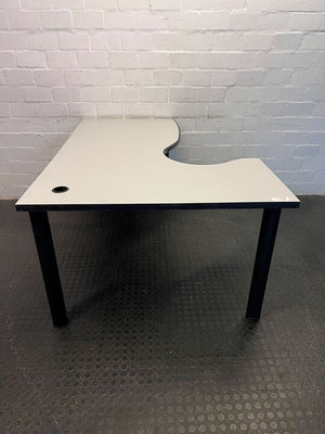 Grey Black Framed L-Shape Desk (Width: 160cm)(Height: 74cm) - REDUCED - PRICE DROP