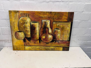 Past Arabian Styled Clay Pottery Painting (Width: 92cm)(Height: 63cm)