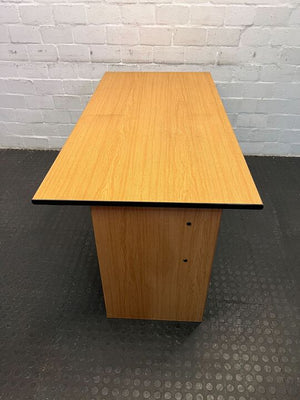 Light Brown Wooden Office Desk with Three Handless Drawers (Width: 150cm)(Height: 72cm)