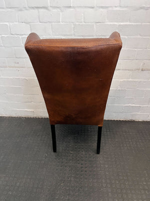 Vintage Brown Leather Dining Chair - some texture damage - REDUCED - PRICE DROP
