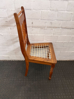 Rustic Wooden Dining Chair with Woven Seat β Vintage Charm - PRICE DROP - 2ndhandwarehouse.com
