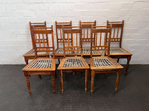 Rustic Wooden Dining Chair with Woven Seat β Vintage Charm - PRICE DROP - 2ndhandwarehouse.com