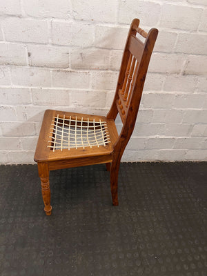 Rustic Wooden Dining Chair with Woven Seat β Vintage Charm - PRICE DROP - 2ndhandwarehouse.com