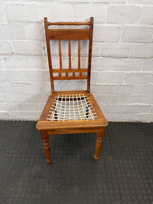 Rustic Wooden Dining Chair with Woven Seat β Vintage Charm - PRICE DROP - 2ndhandwarehouse.com