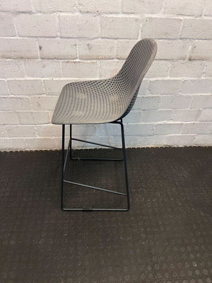 Stylish Grey Plastic Bar Stool with Black Metal Legs