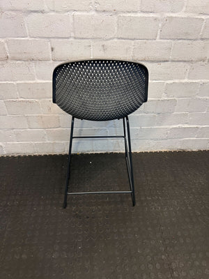 Stylish Grey Plastic Bar Stool with Black Metal Legs