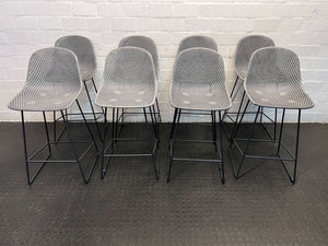 Stylish Grey Plastic Bar Stool with Black Metal Legs