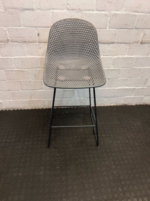 Stylish Grey Plastic Bar Stool with Black Metal Legs