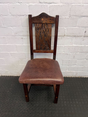 Rustic Wood and Leather Dining Chair β Vintage Charm - PRICE DROP - 2ndhandwarehouse.com