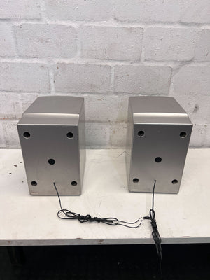 Compact Aiwa Desktop Speaker β Sleek Silver, High Sound Quality